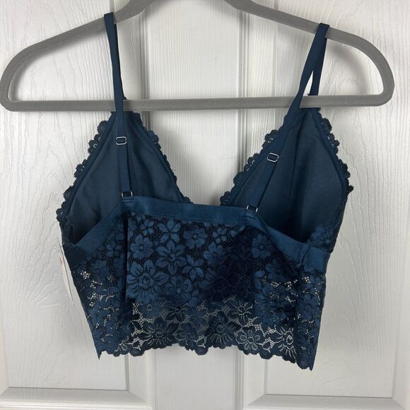 Tranquil & True Floral Lace Wire-Free Bralette w/ Removable Pads Large Blue NWT - Picture 8 of 8